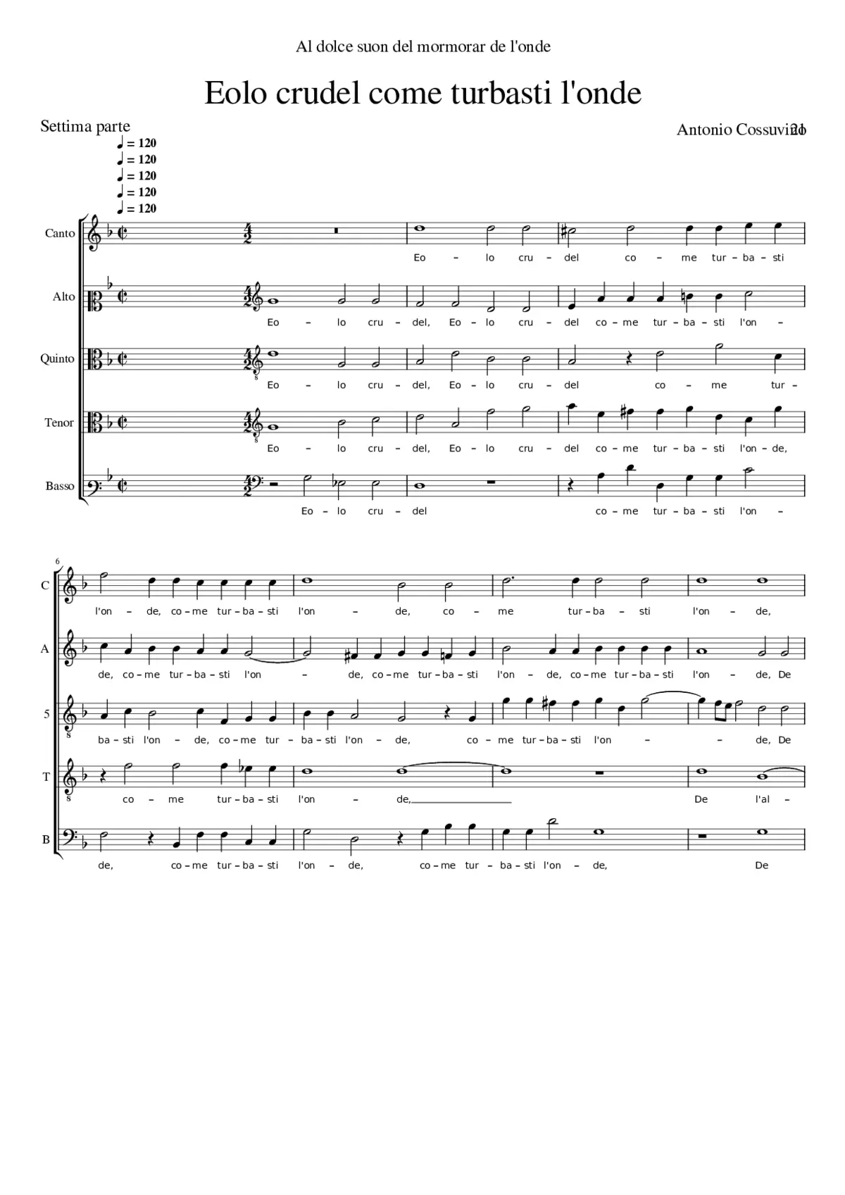 Eolo crudel come turbasti l'onde - Page 1