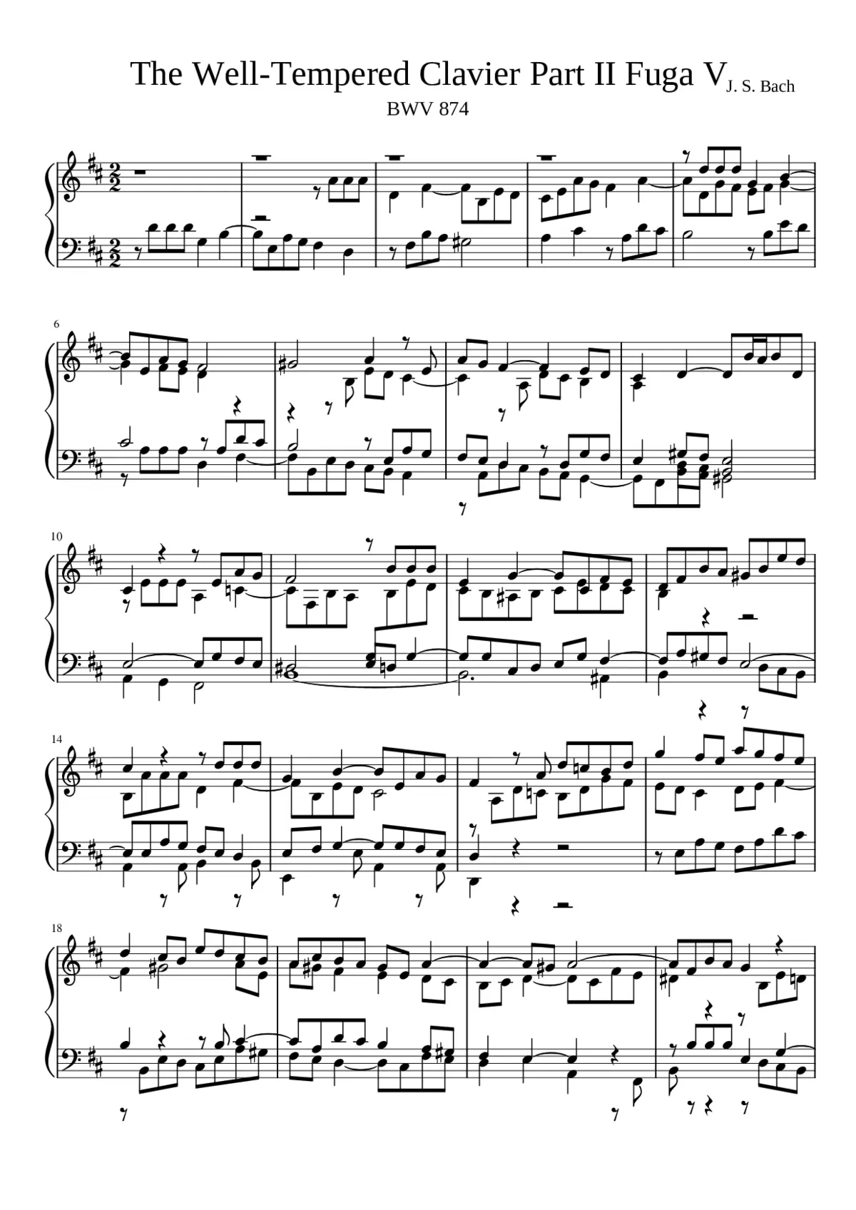 Prelude and Fugue in D major BWV 874 - Page 1
