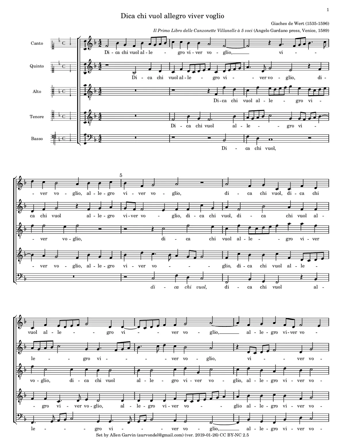 Dica chi vuol allegro viver voglio - Page 1