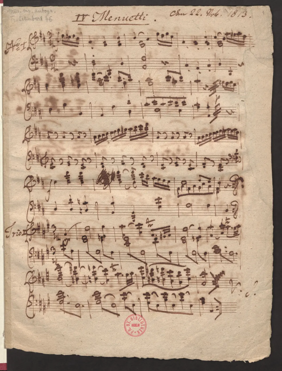 2 Minuets, each with 2 Trios - Page 1