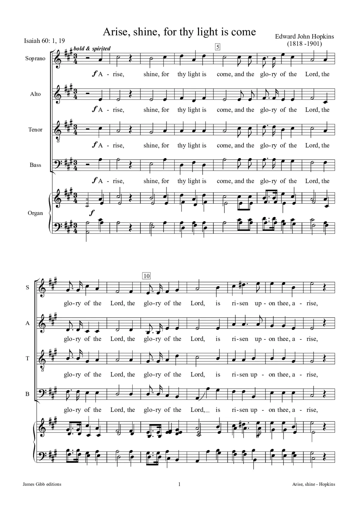 Arise, shine, for thy light is come - Page 1