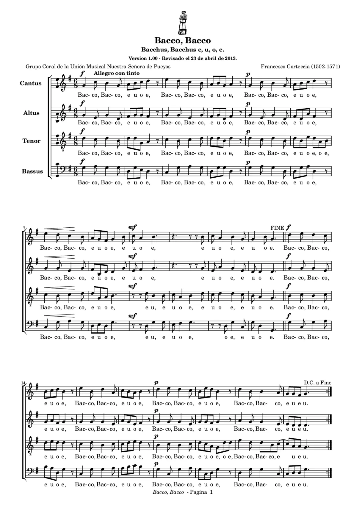 Bacco, Bacco - Page 1
