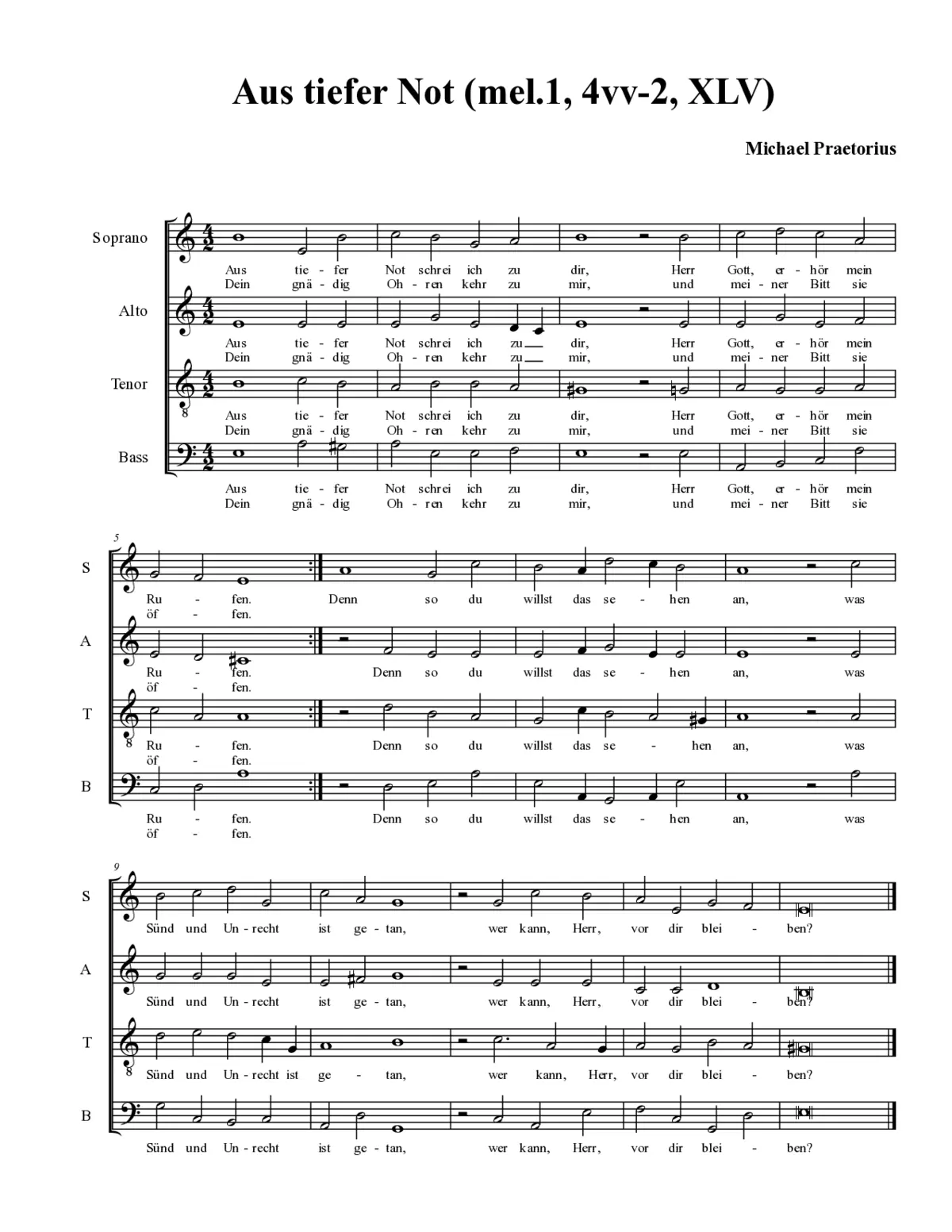 Aus tiefer Not schrei ich zu dir(1) 4vv-2 - Page 1