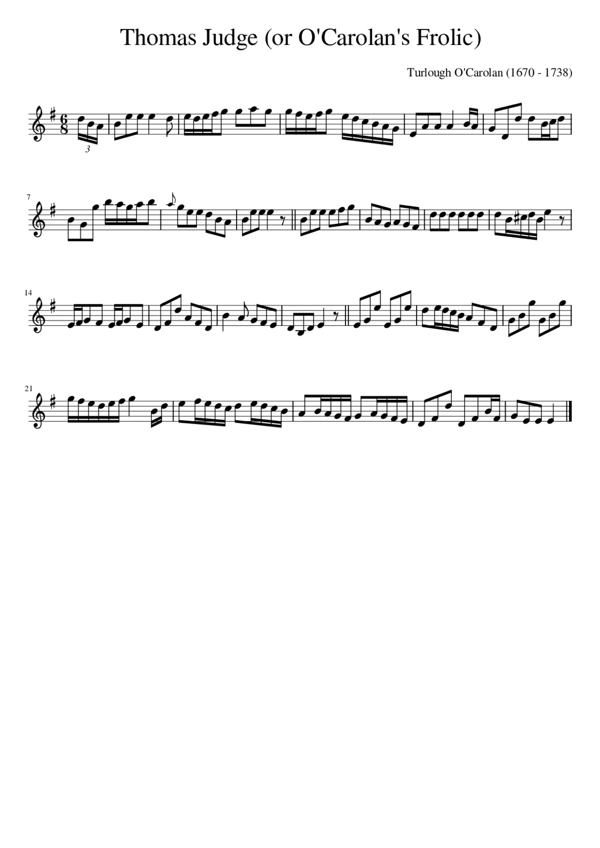 Thomas Judge (or O'Carolan's Frolic) - Page 1