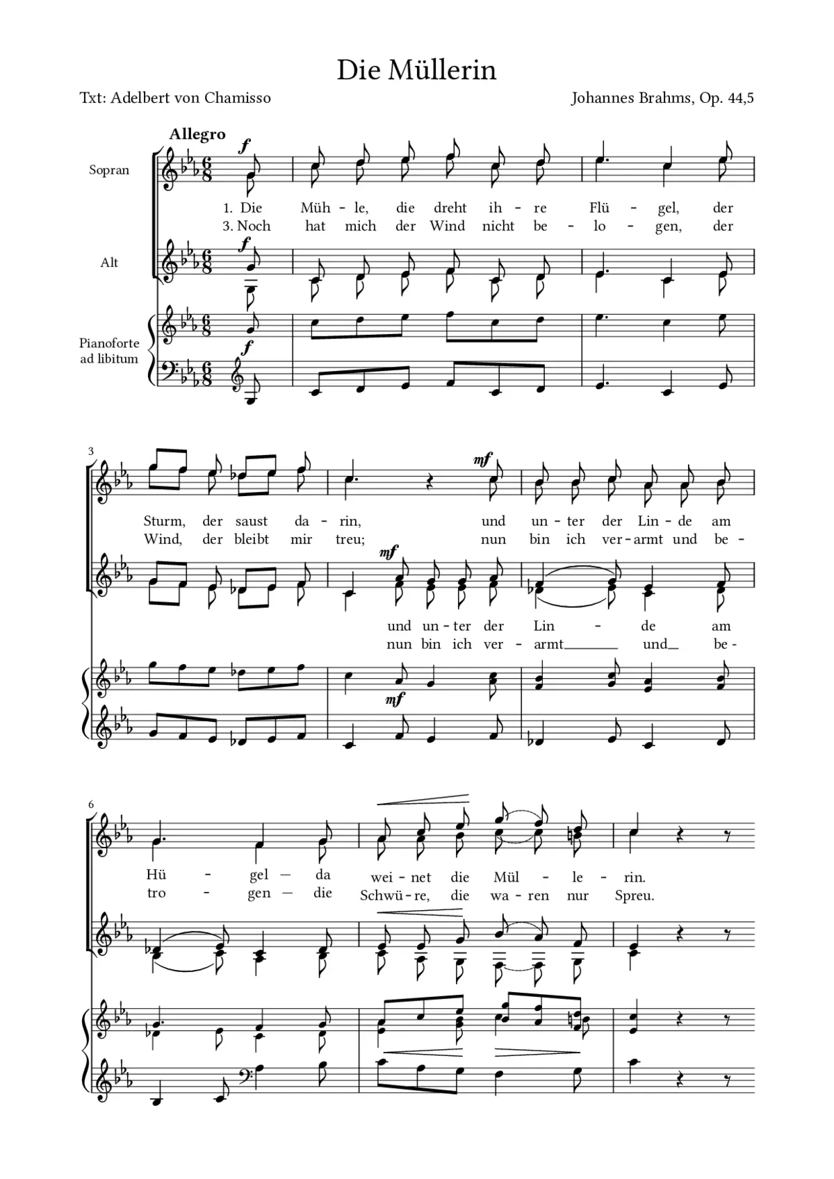 Die Müllerin, Op. 44, No. 5 - Page 1