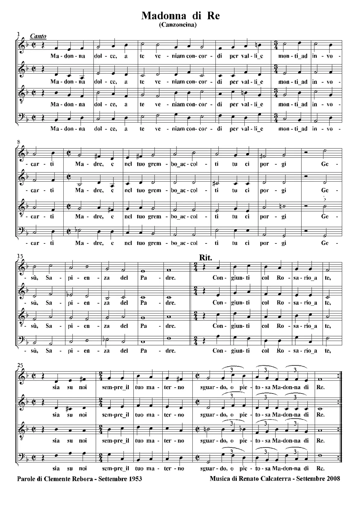 Madonna di Re - Canzoncina - Page 1