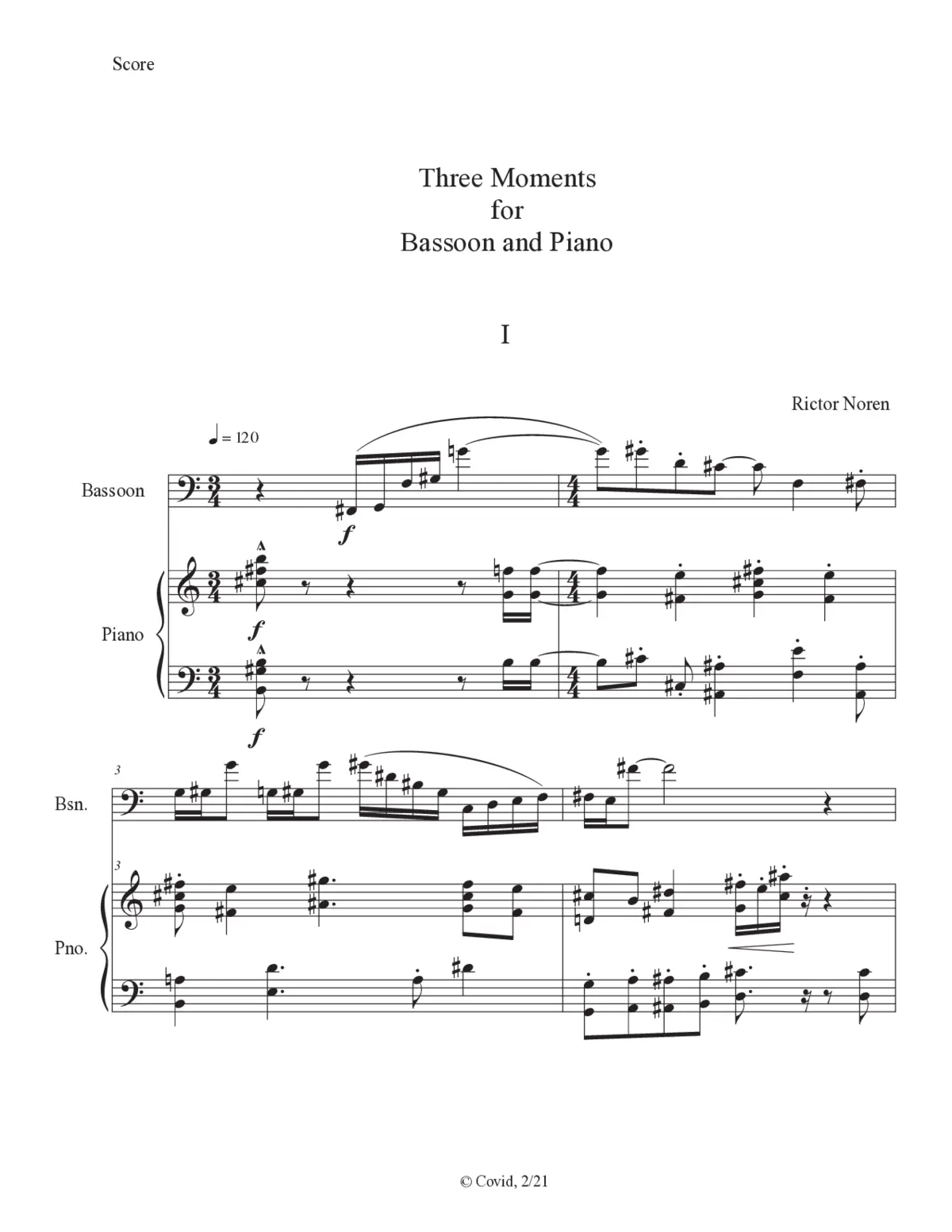 Three Moments for Bassoon and Piano - Page 1