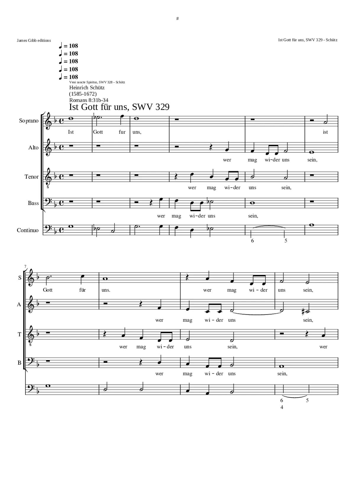 Ist Gott für uns SWV 329 - Page 1