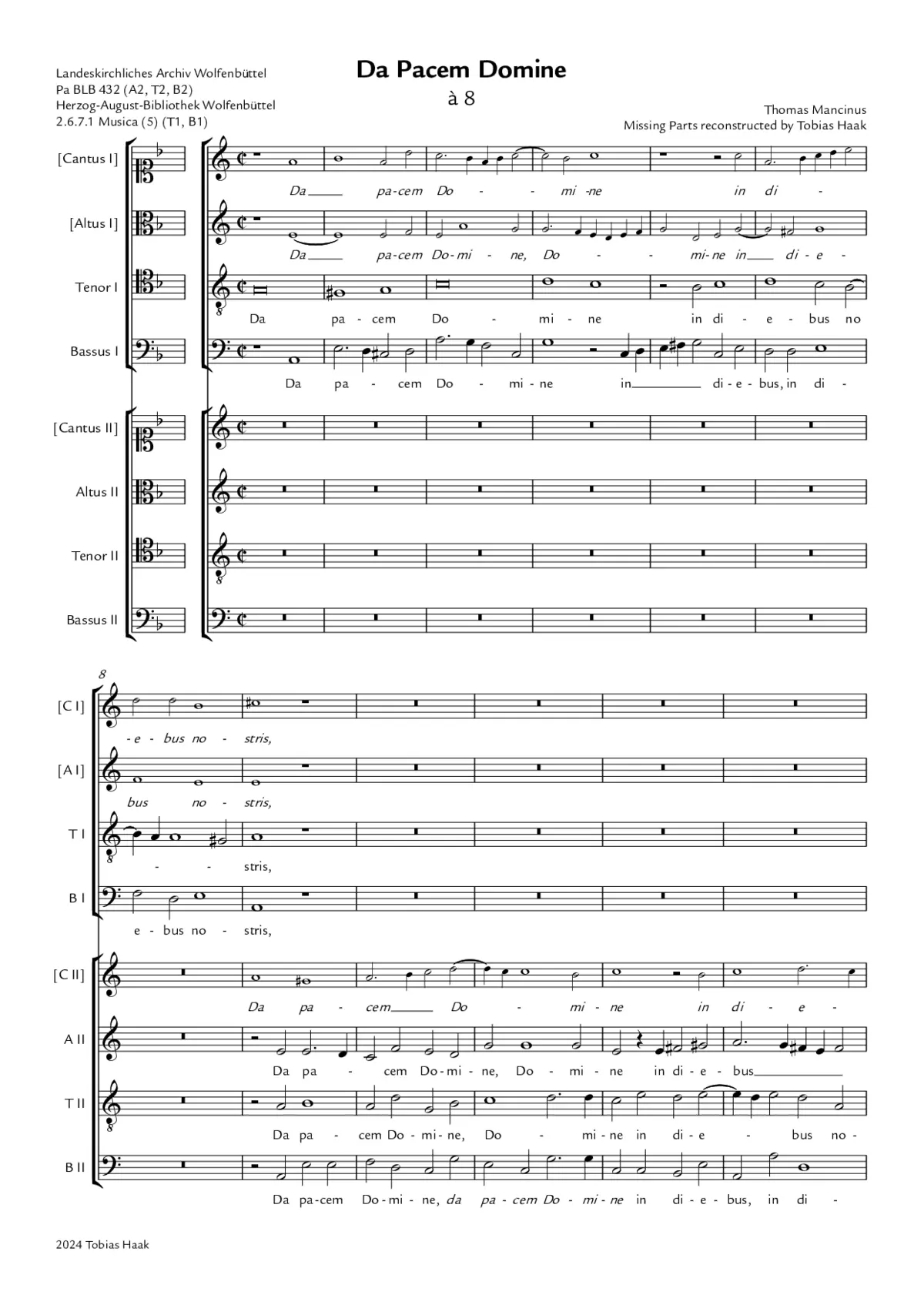 Da pacem Domine a 8 - Page 1