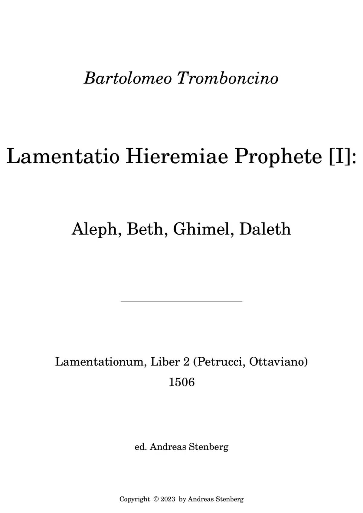 Lamentatio Hieremiae Prophete I. - Page 1