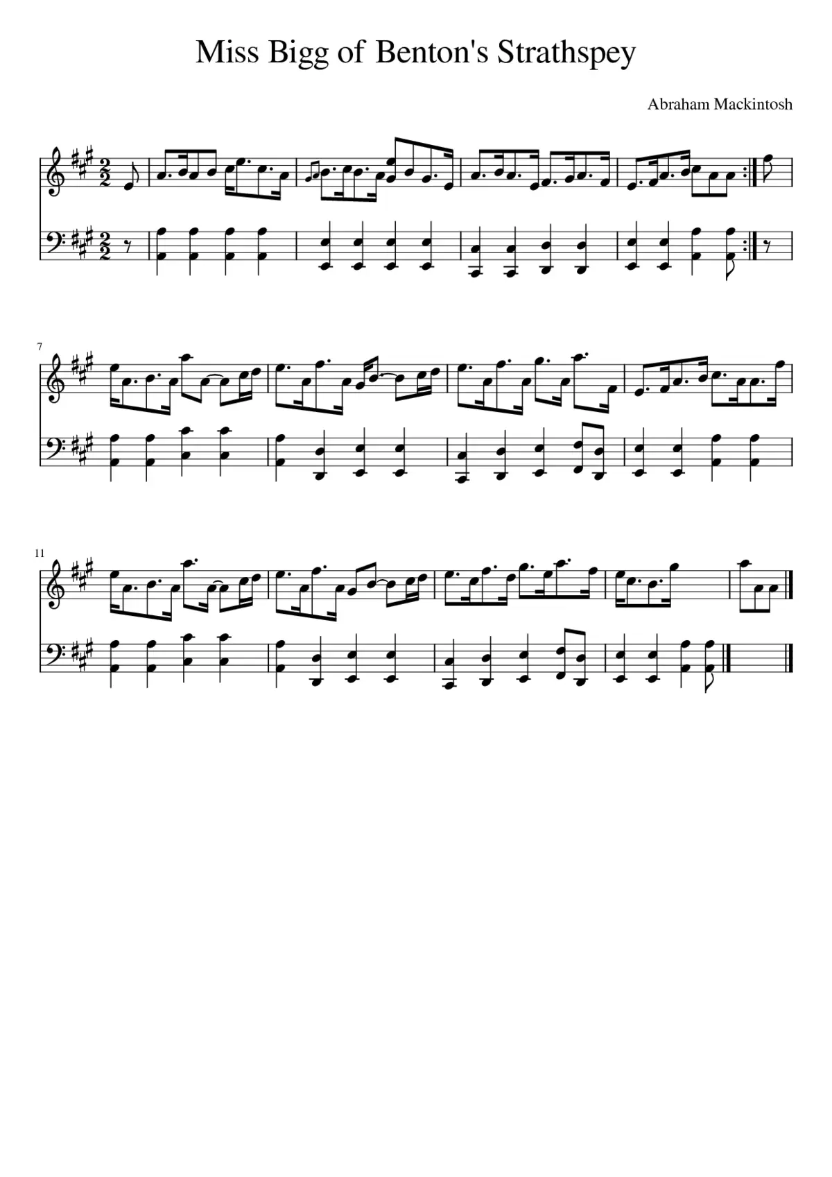 Miss Bigg of Benton's Strathspey - Page 1