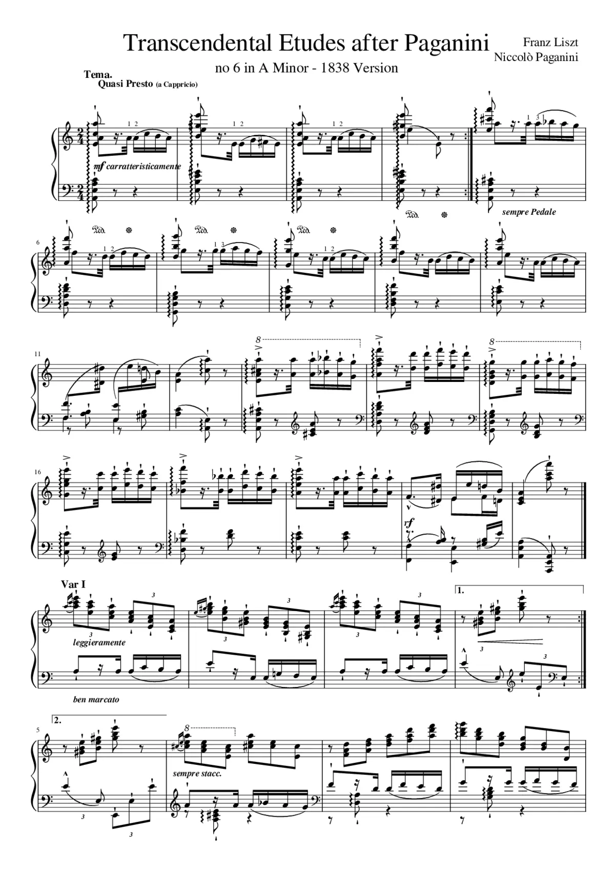 Études d'exécution transcendante d'après Paganini S.140 - Page 1