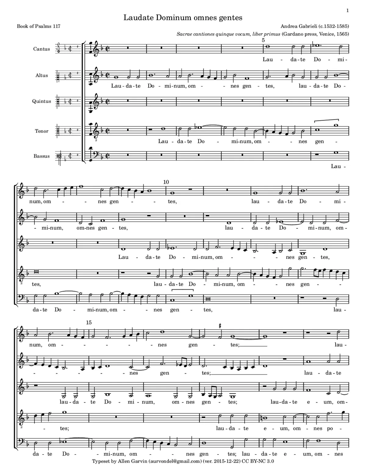 Laudate Dominum omnes gentes a 5 - Page 1