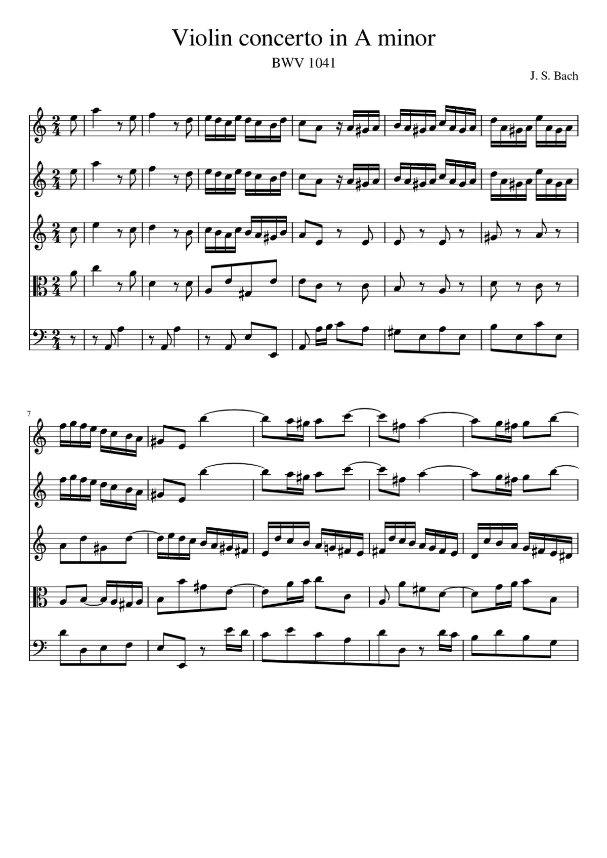 Violin Concerto in A minor BWV 1041 - Page 1