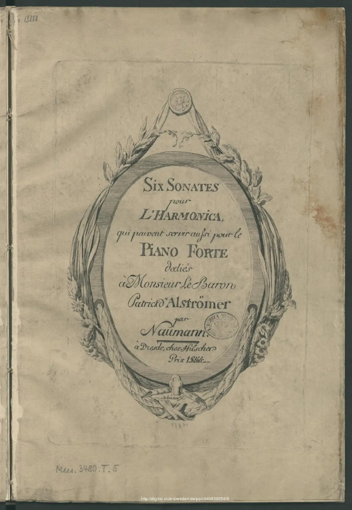 Six Sonates pour l'Harmonica, qui peuvent servir aussi pour le Piano Forte - Page 1