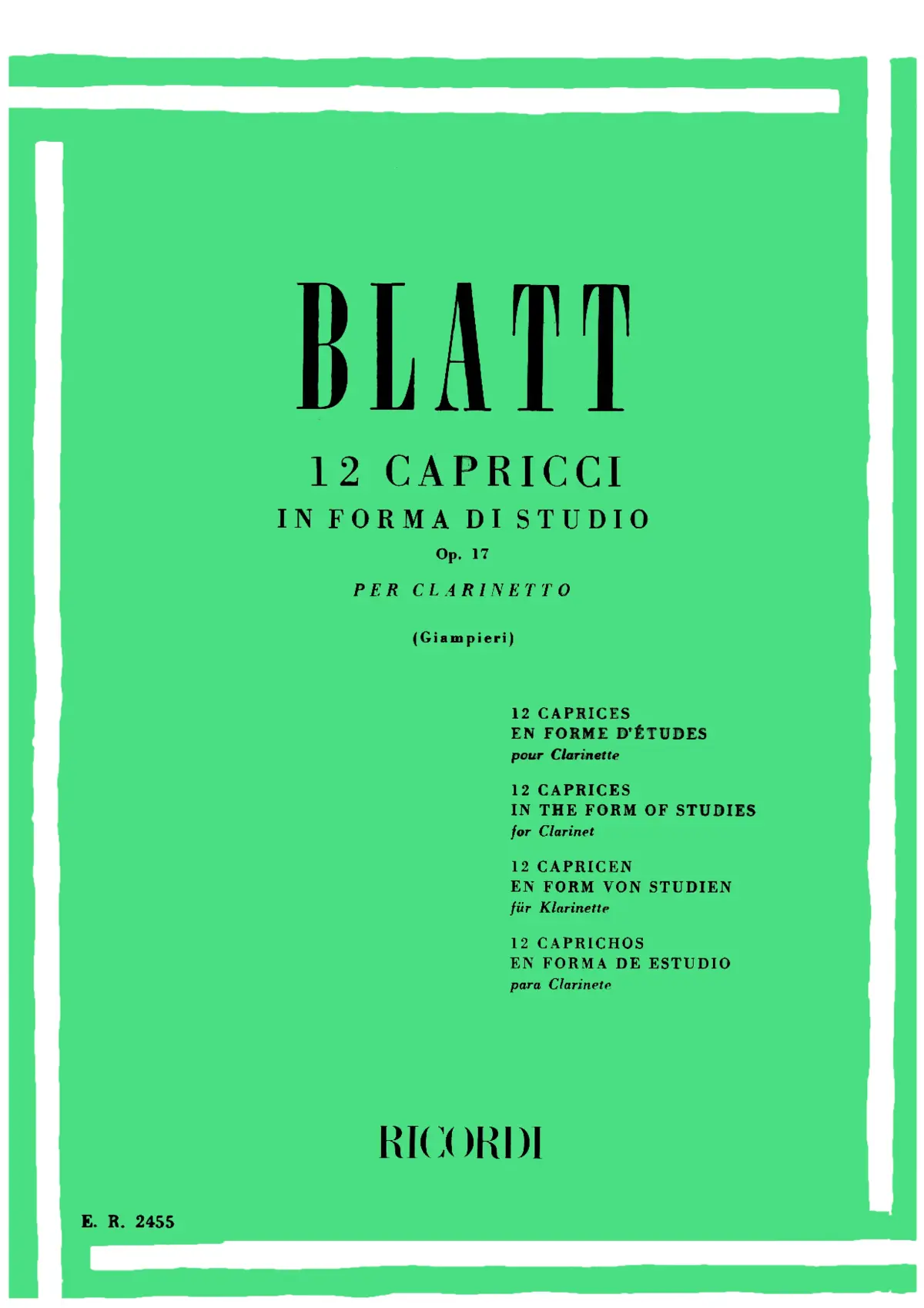 12 Capricci in forma di studio per clarinetto - Page 1