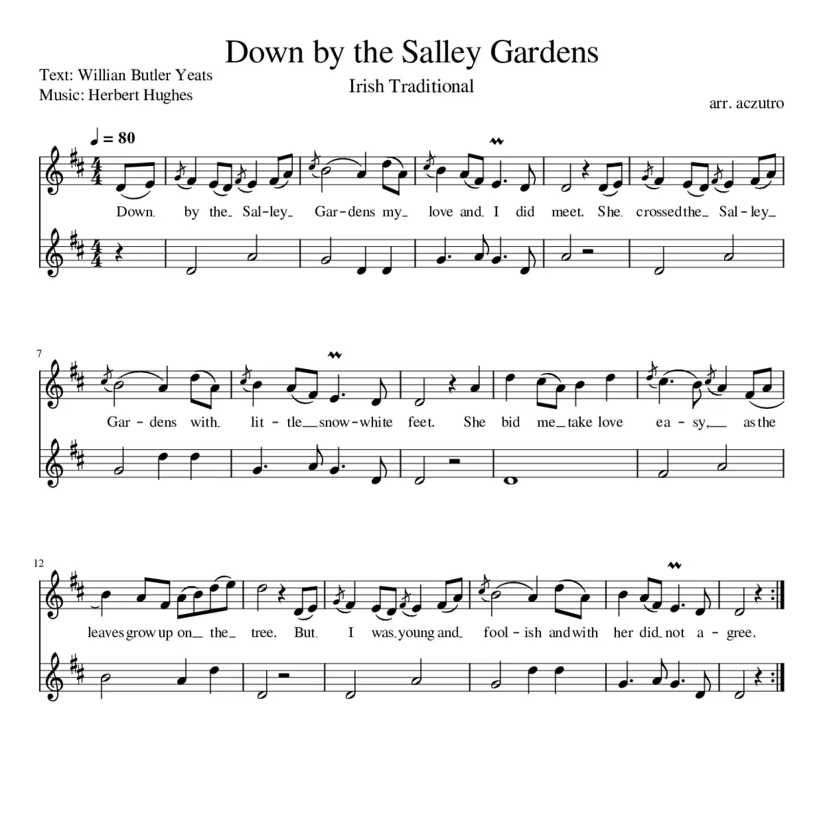 Down By The Salley Gardens The Banks of the Moorlough Shore - Page 1