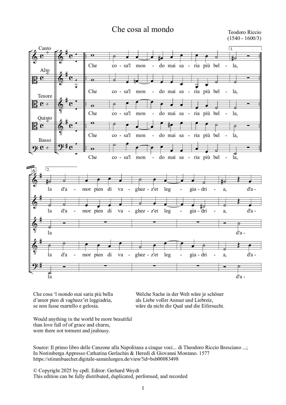 Che cosa 'l mondo - Page 1