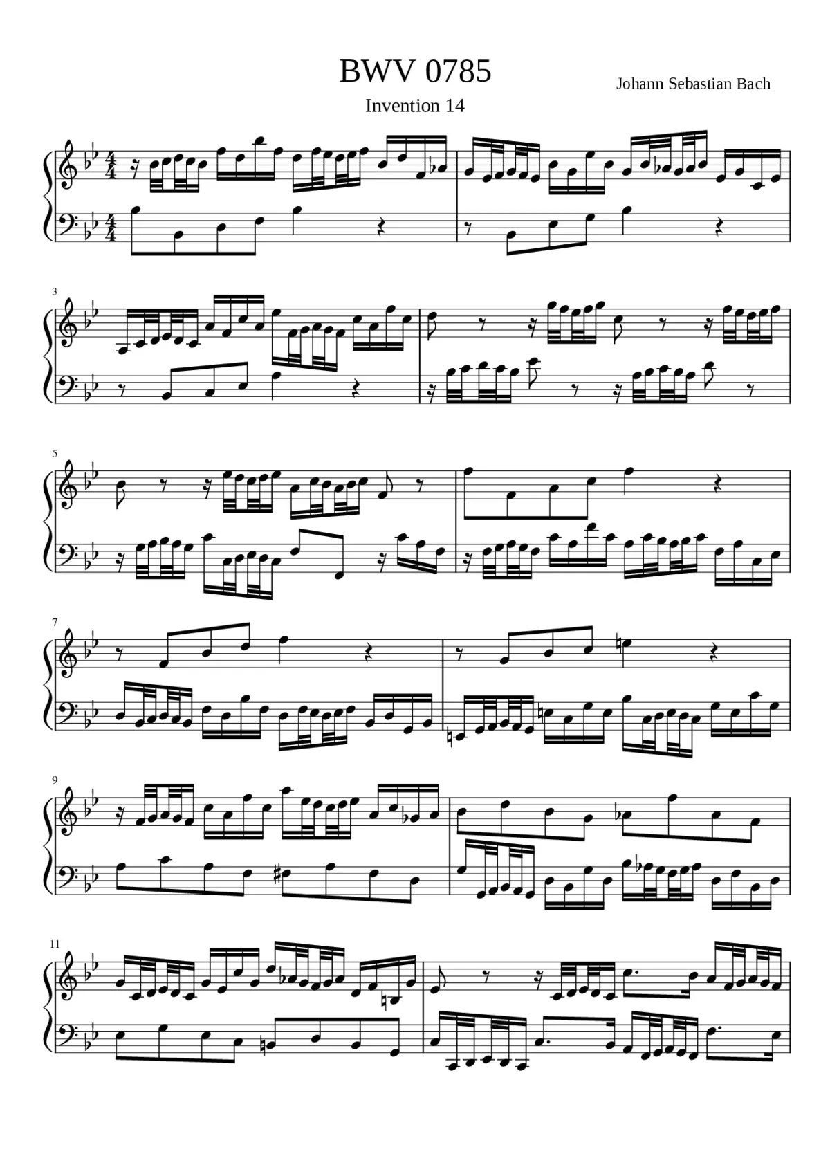 Invention in B-flat major BWV 785 - Page 1