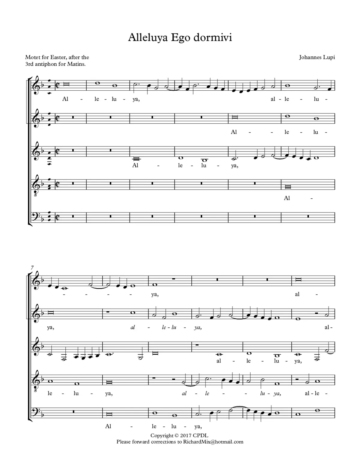 Alleluya Ego dormivi - Page 1