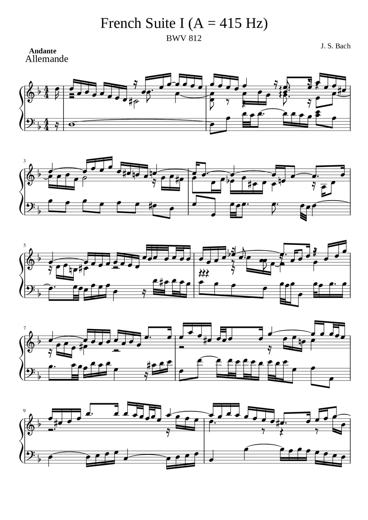 French Suite No.1 in D minor BWV 812 - Page 1