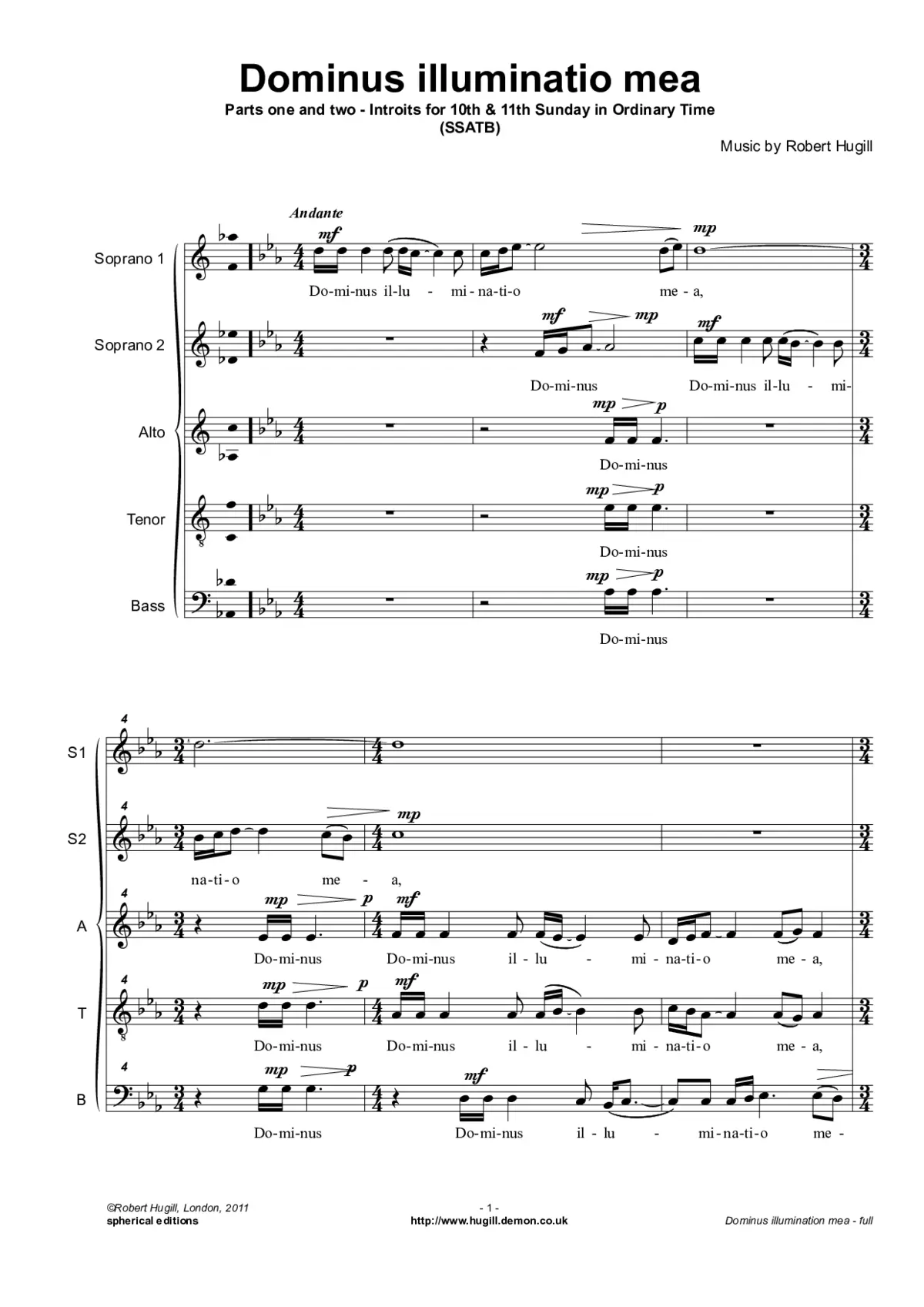 Dominus illuminatio mea - full SSATB - Page 1
