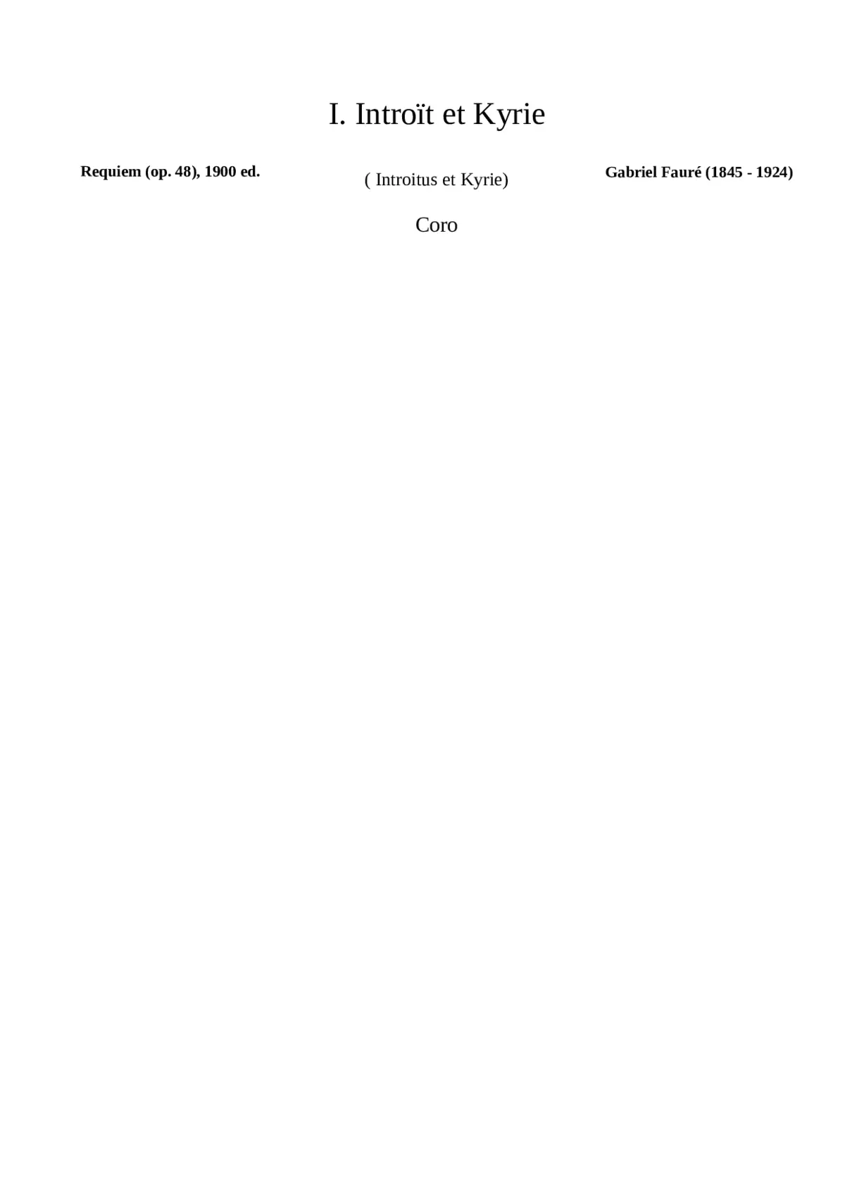 Fauré Requiem I. Introït et Kyrie - Page 1