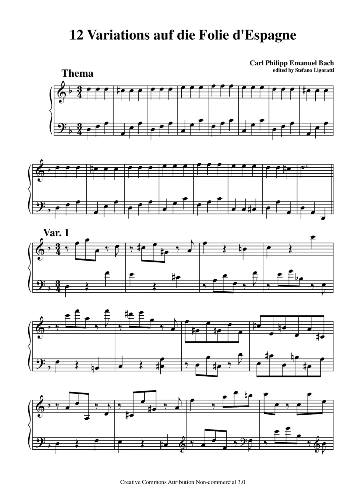 12 Variations über die Folie d'Espagne - Page 1