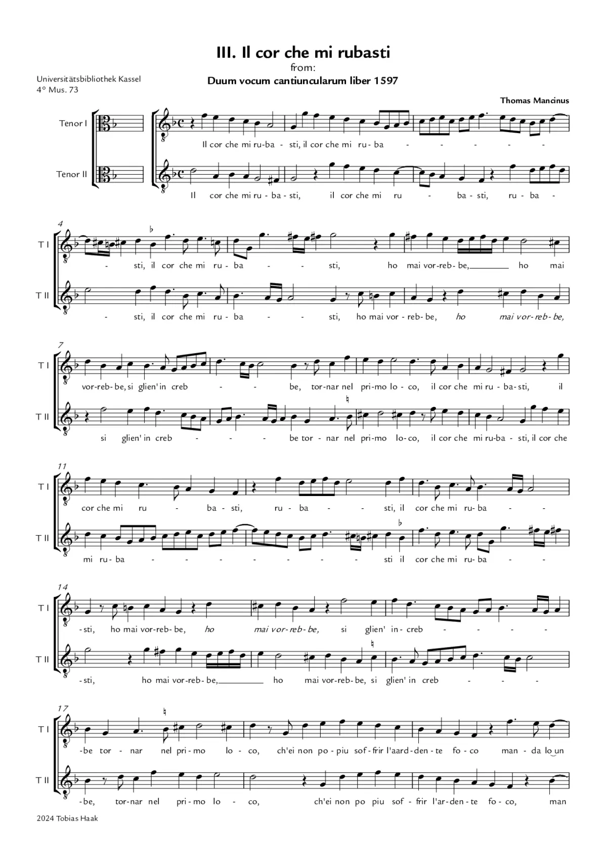 Il cor che mi rubasti - Page 1