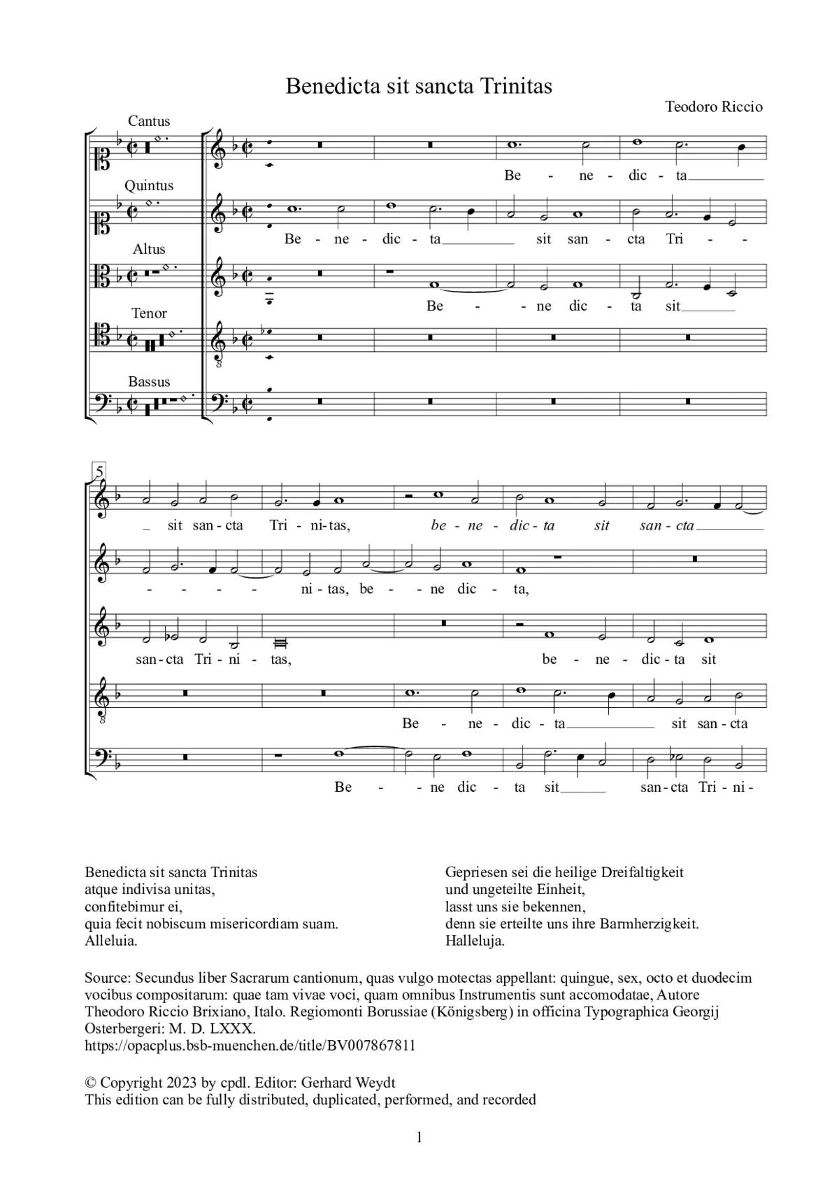 Benedicta sit sancta Trinitas - Page 1