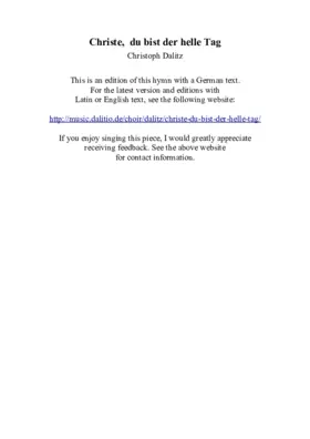 Christe, du bist der helle Tag (Christe qui lux es et dies)