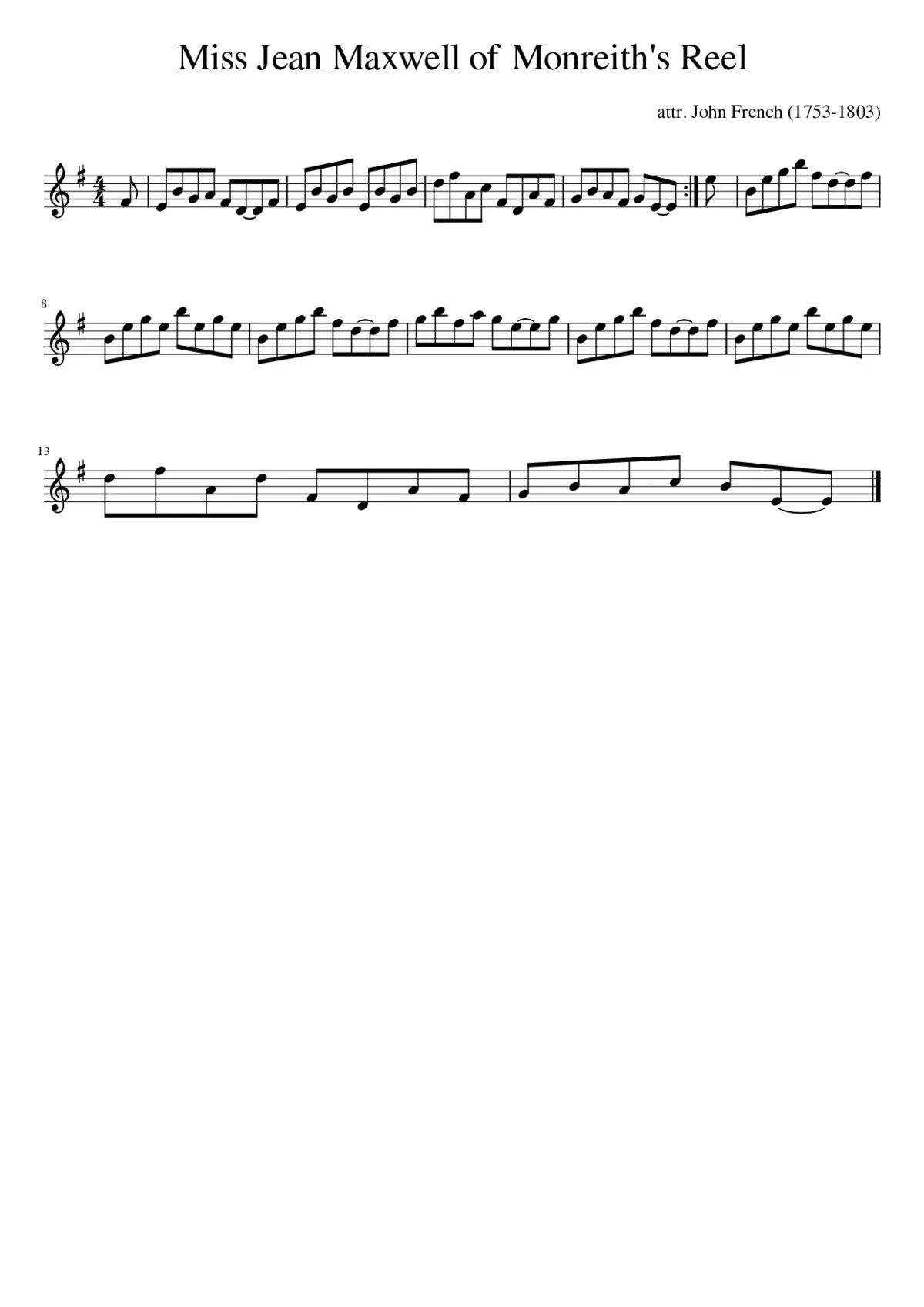 Miss Jean Maxwell of Monreith's Reel - Page 1