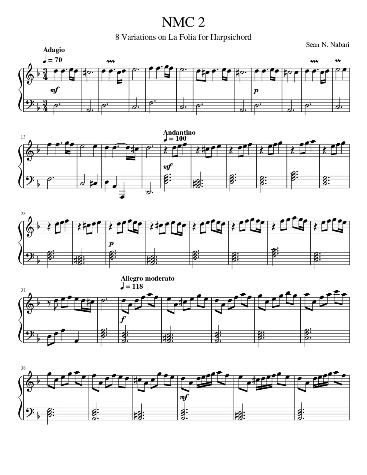 NMC 2 - 8 Variations on La Folia for Harpsichord - Page 1