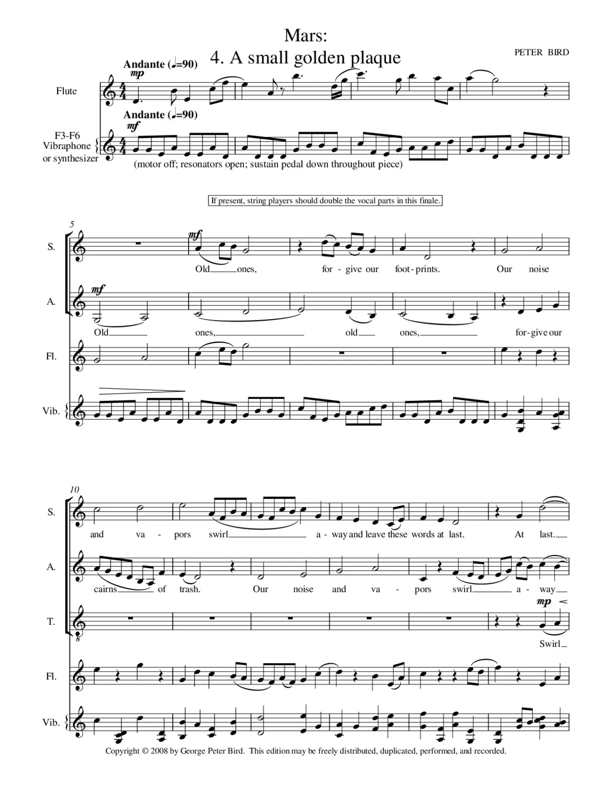 Mars: 4. A small golden plaque, Op. 15, No. 4 - Page 1