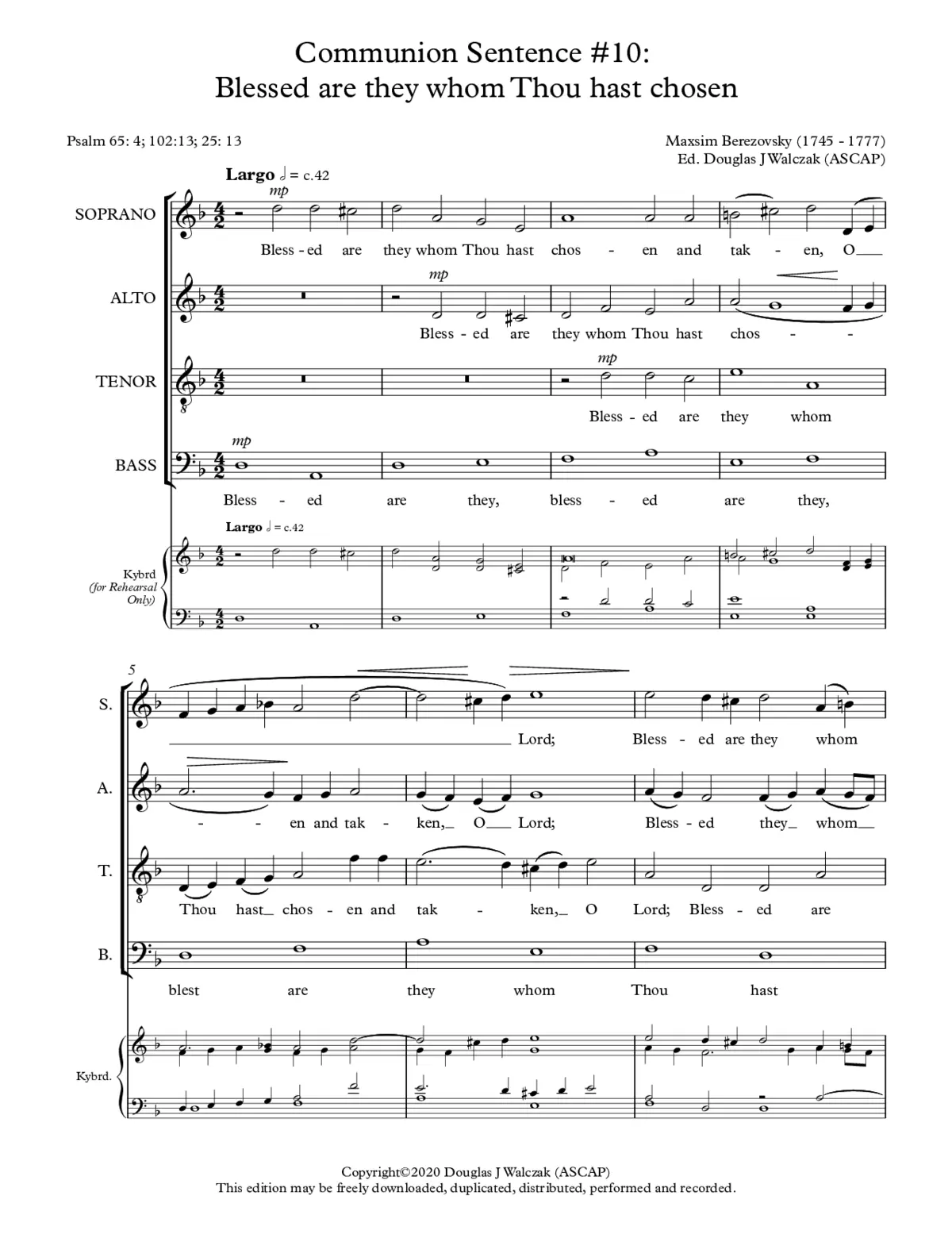 Communion Sentence No. 10 Blessed are they whom thou hast chosen - Page 1