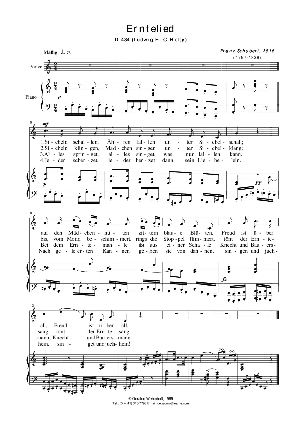 Erntelied, D 434 - Page 1