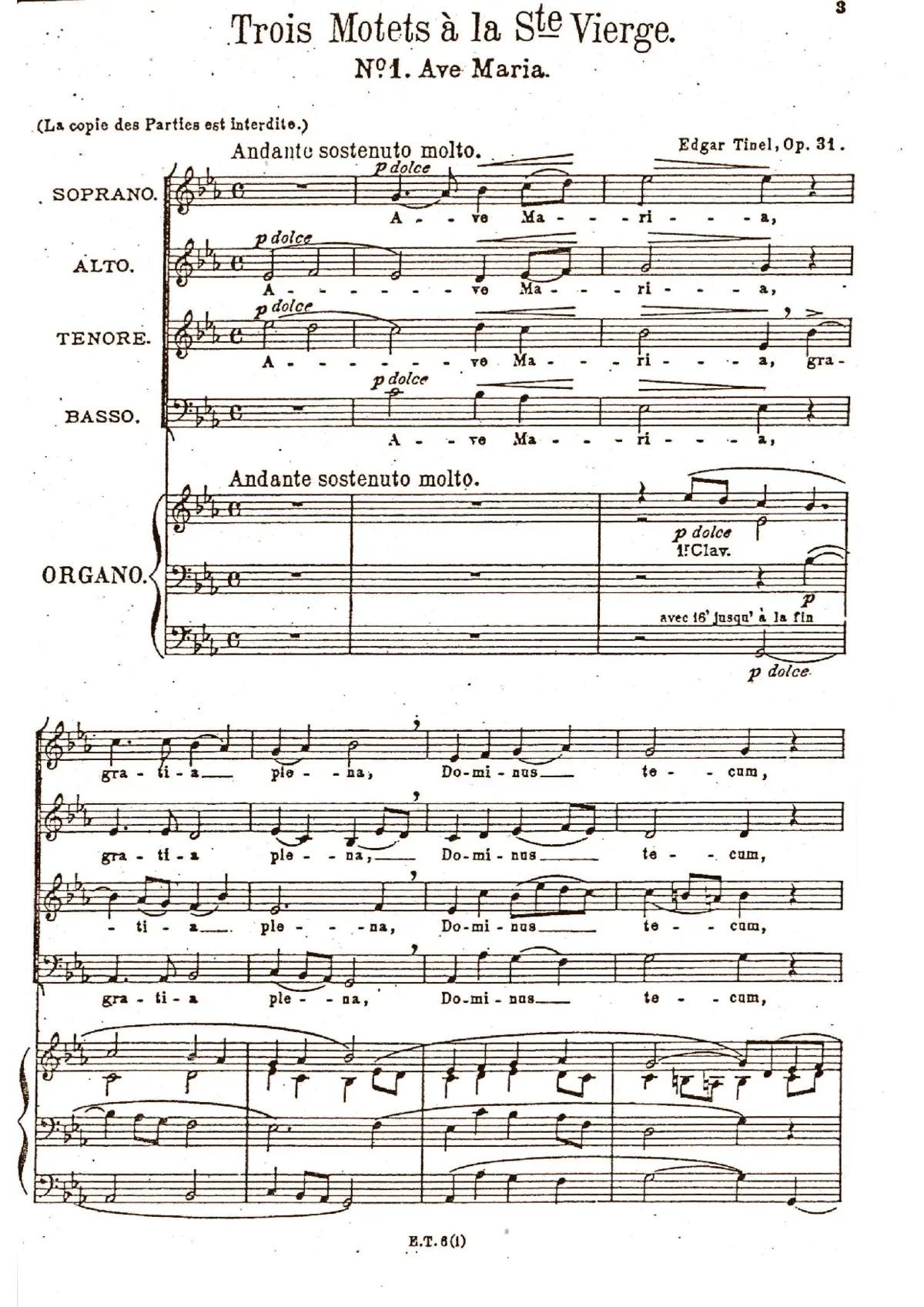 3 Motets à la Ste Vierge - Page 1