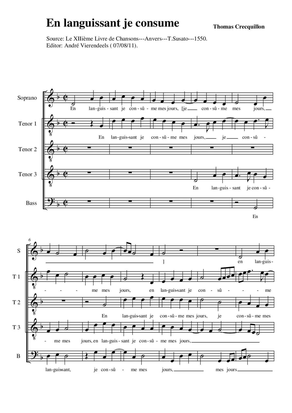 En languissant je - Page 1