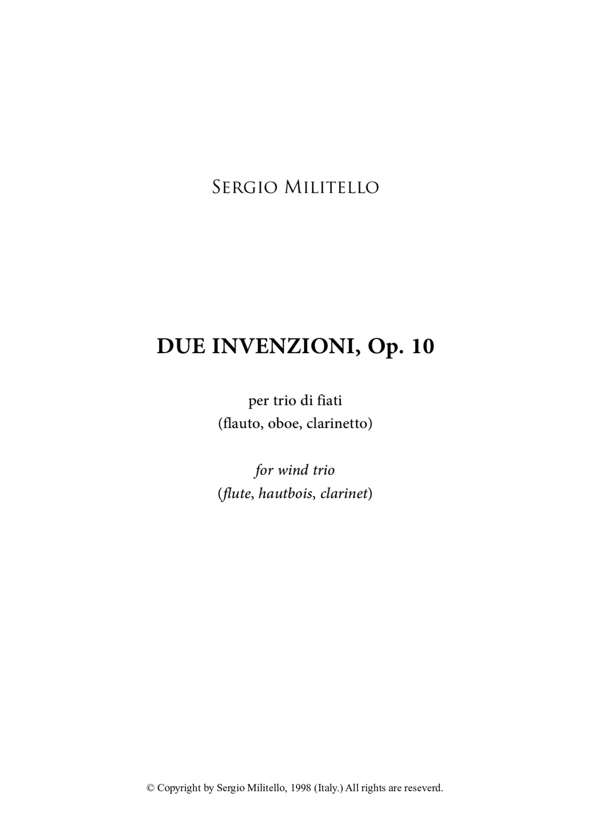 Due Invenzioni, Op. 10 - Page 1