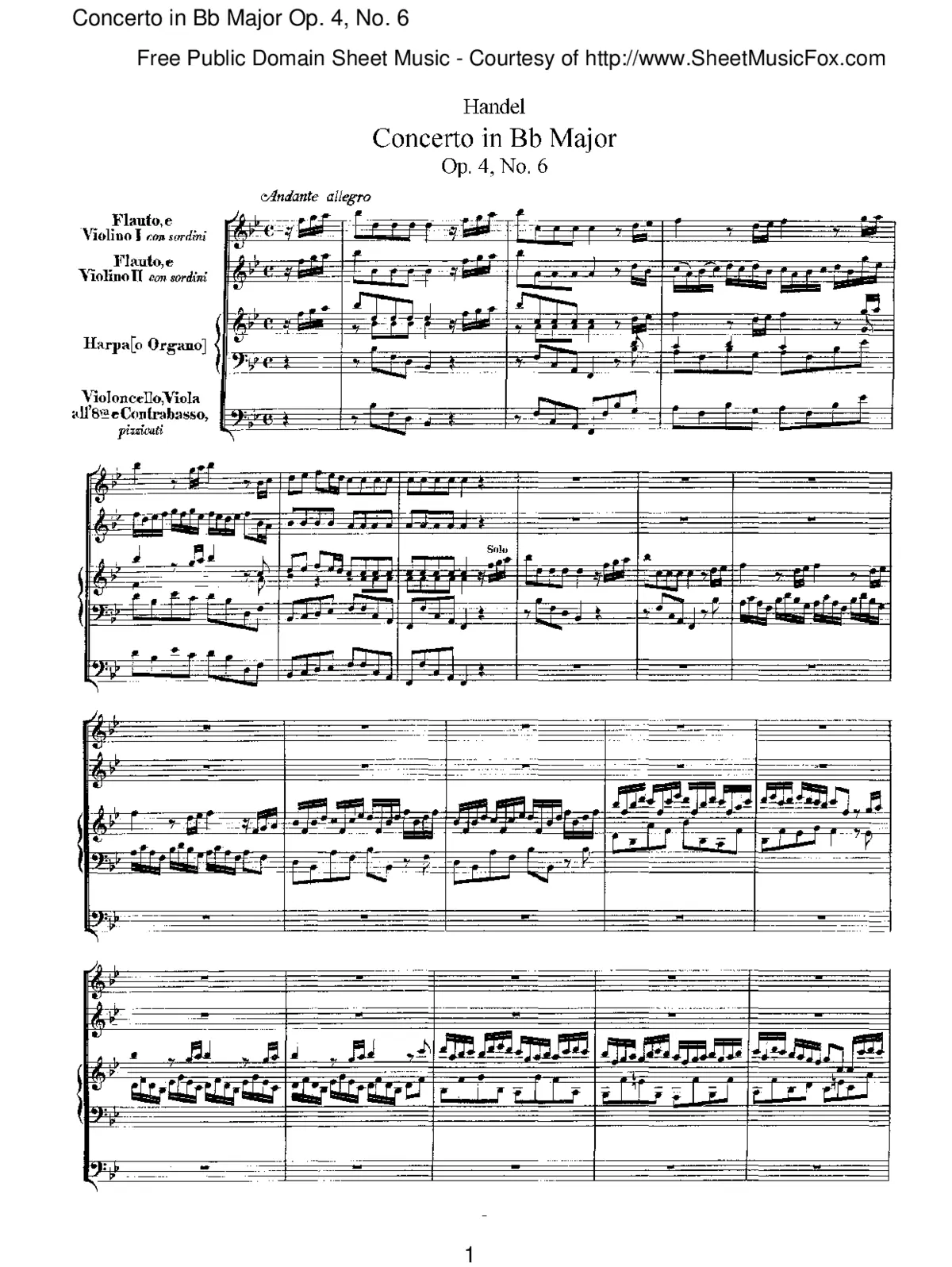 Organ Concerto in B-flat major - Page 1