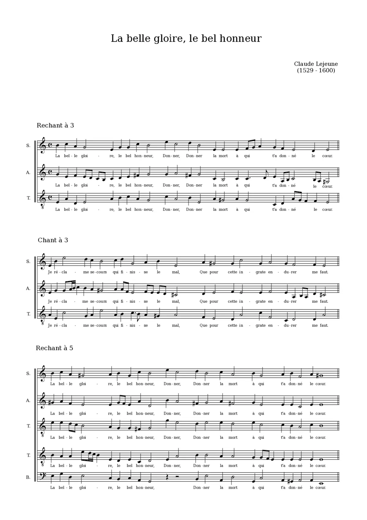 La belle gloire, le bel honneur - Page 1