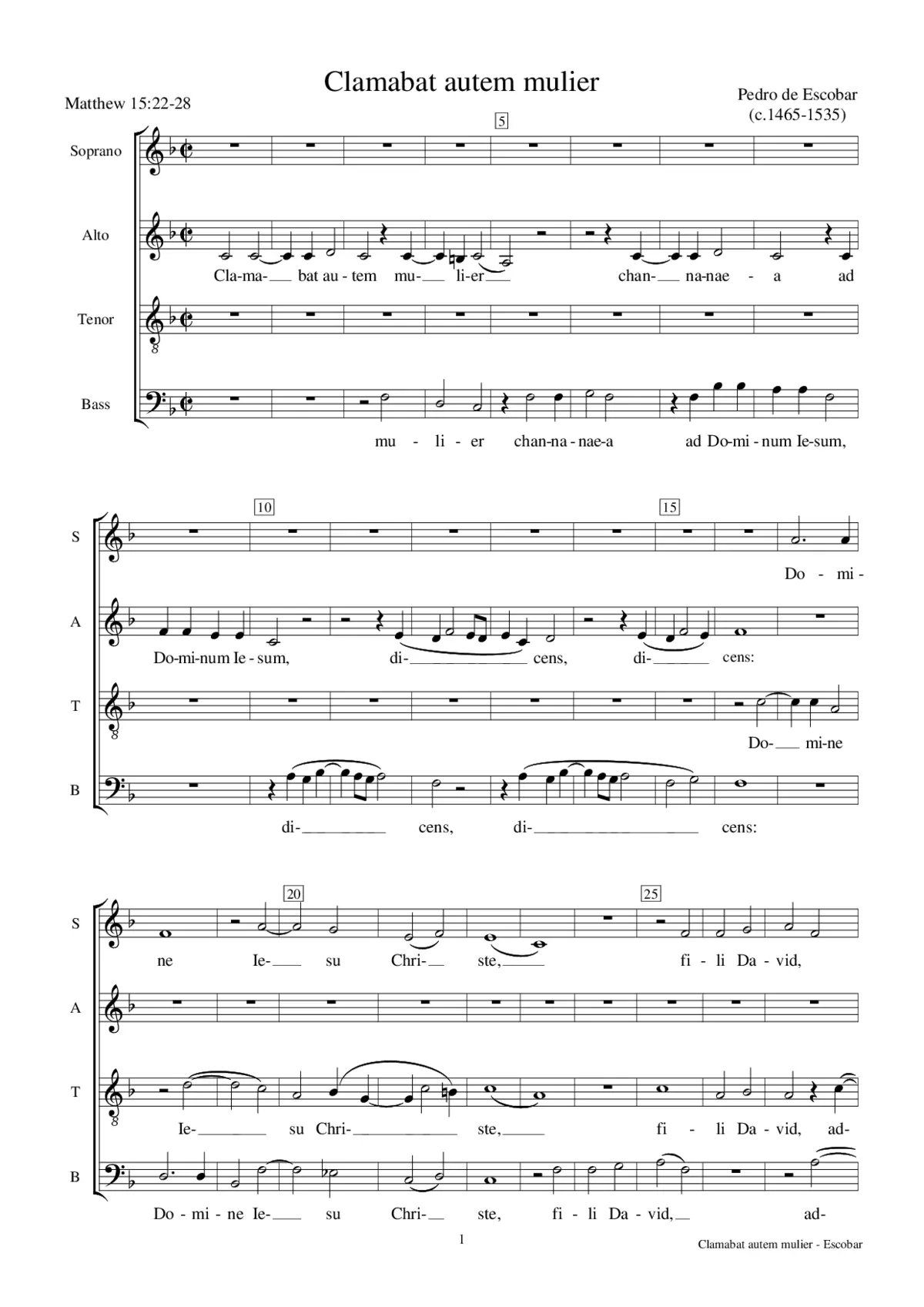 Clamabat autem mulier channanea - Page 1