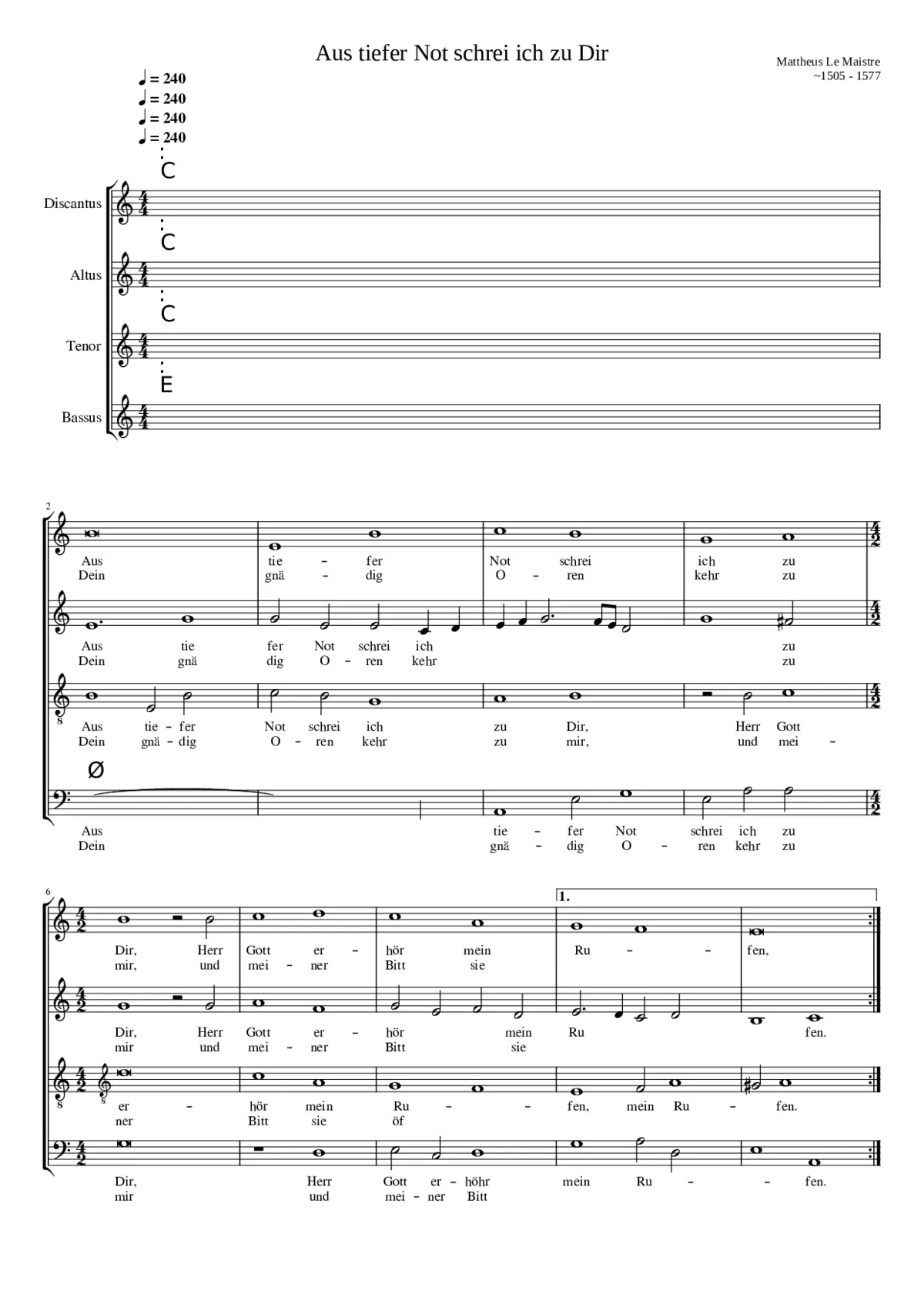 Aus tiefer Not schrei ich zu dir - Page 1