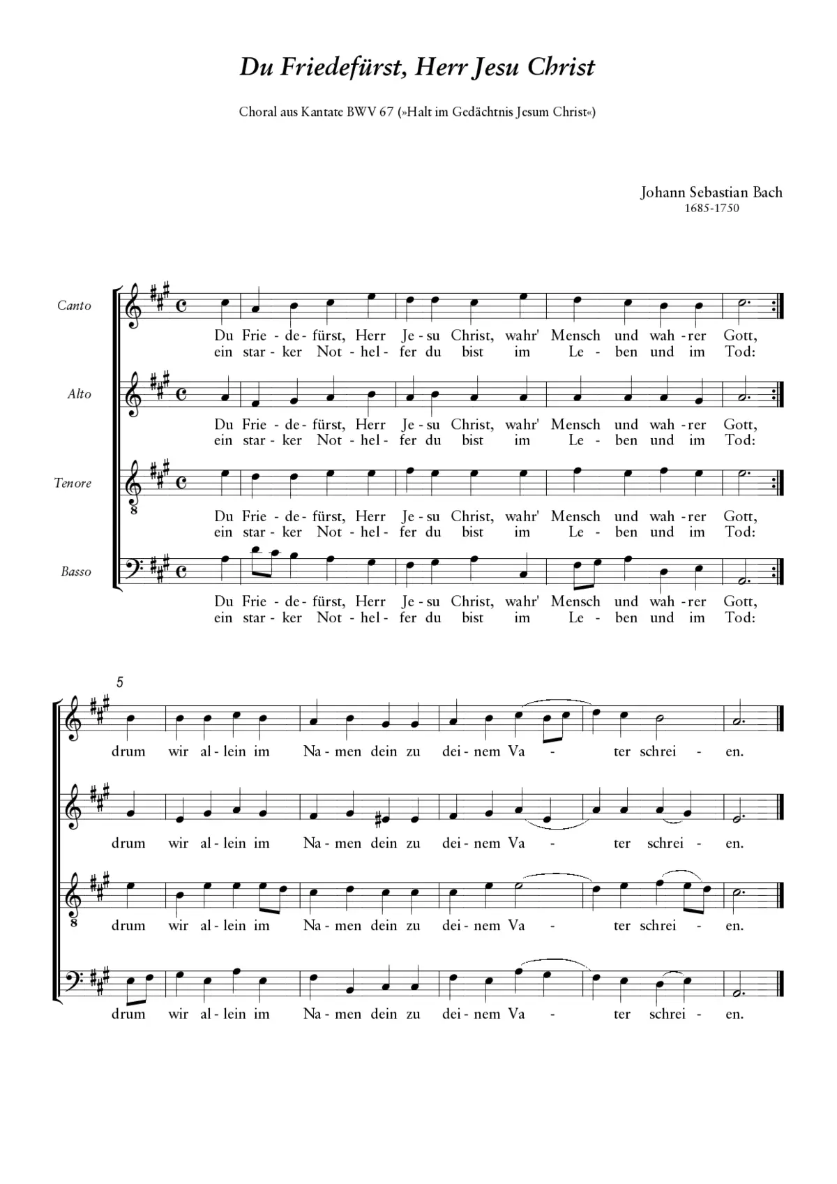 Halt im Gedächtnis Jesum Christ, BWV 67 - Page 1