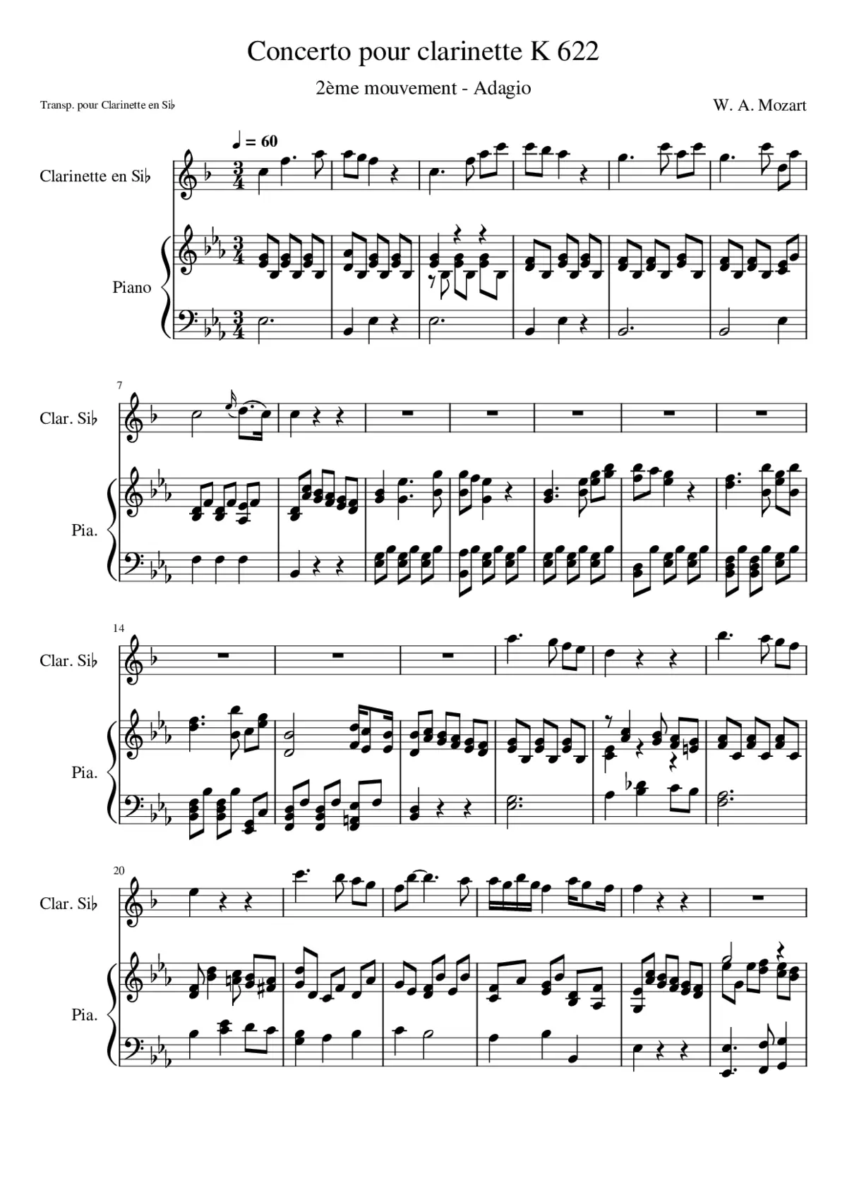 Clarinet Concerto in A major K.622 - Page 1