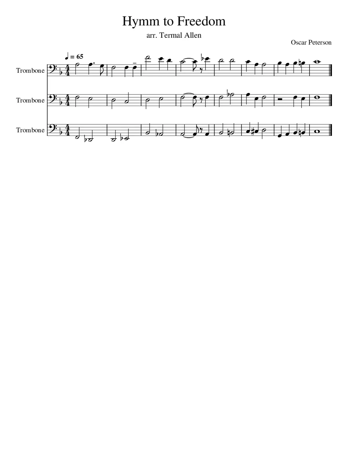 Hymm to Freedom trombone trio - Page 1