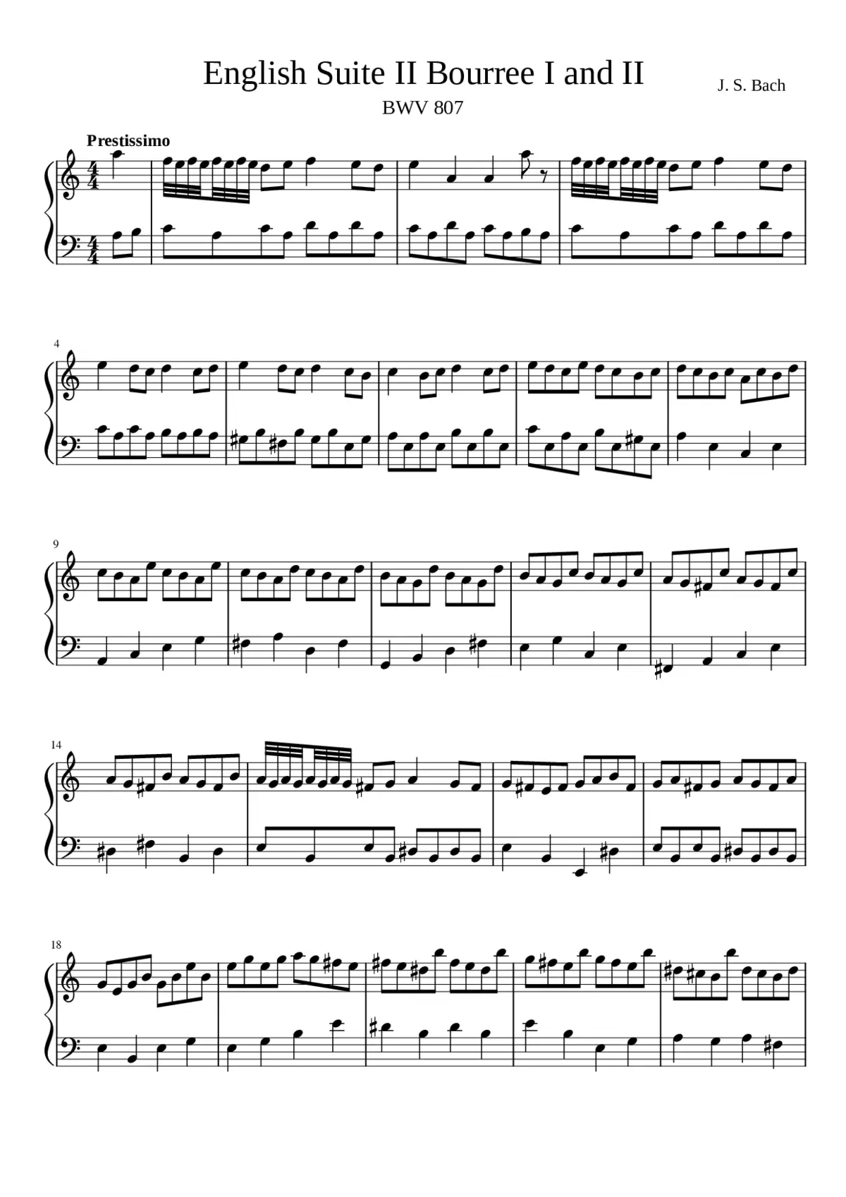 English Suite No.2 in A minor BWV 807 - Page 1