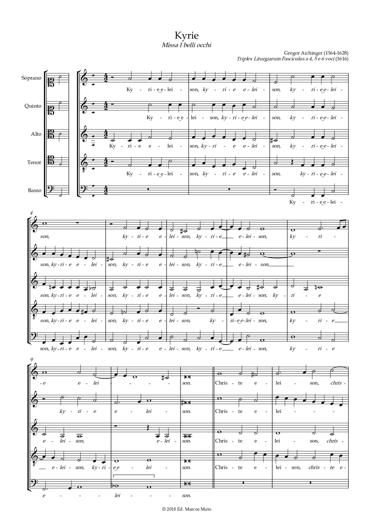 Missa ''I Belli Ochi'' a 5 - Page 1