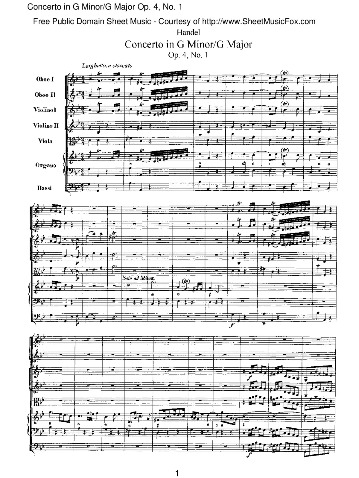 Organ Concerto in G minor - Page 1