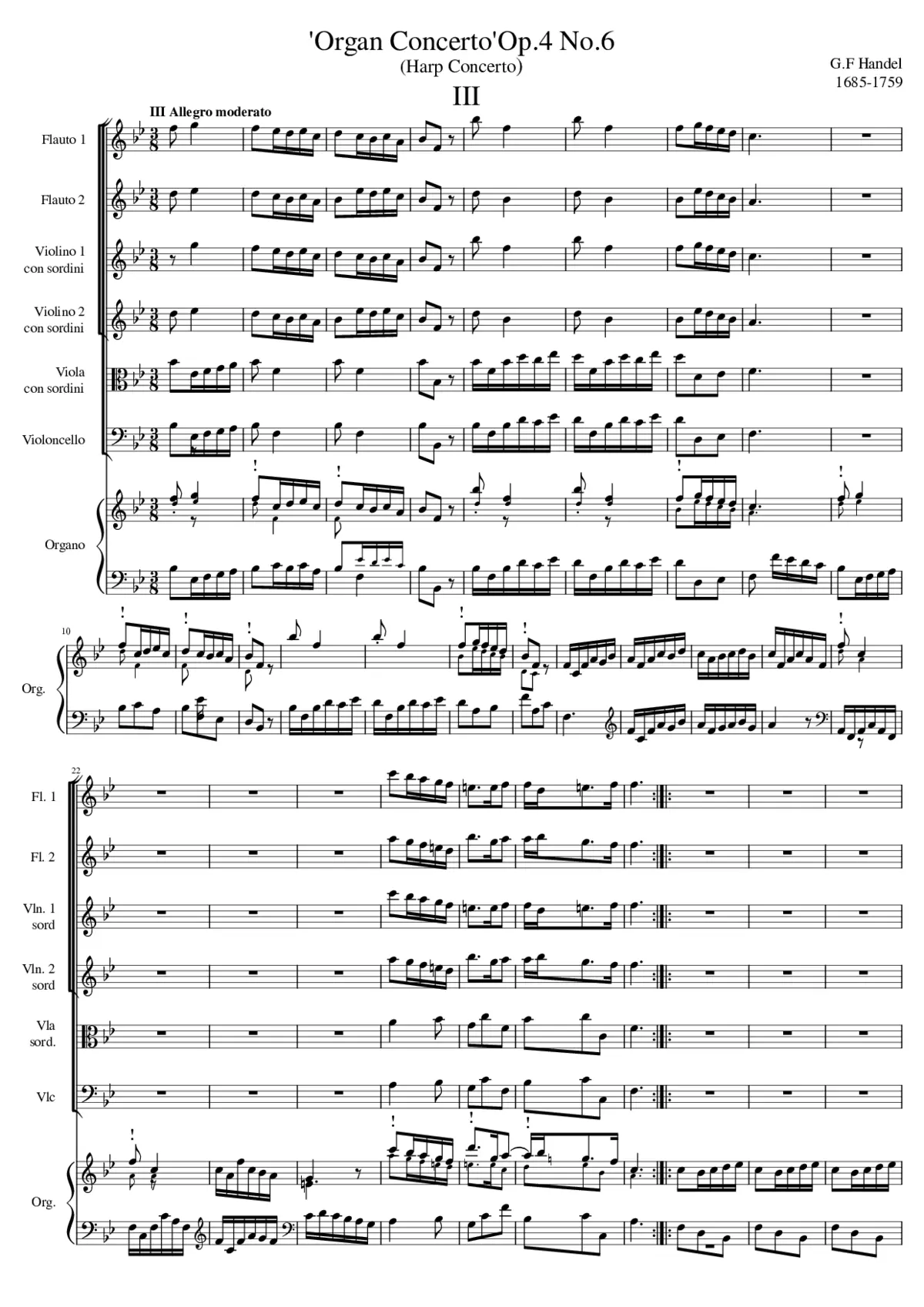 Harp Concerto Op. 4 No. 6 - Page 1